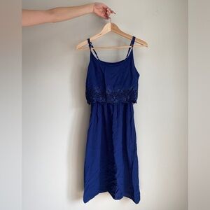Dark blue flower dress, S